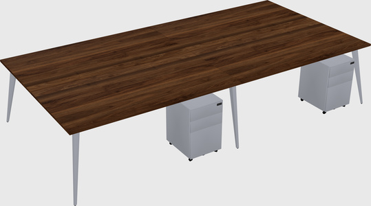 Shared rectangular office desk system