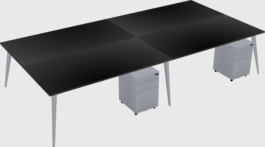 Shared rectangular office desk system