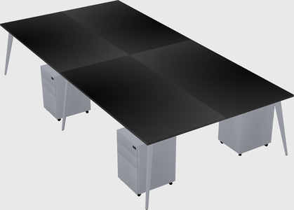 Shared rectangular office desk system