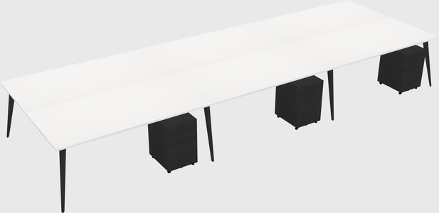 Shared rectangular office desk system