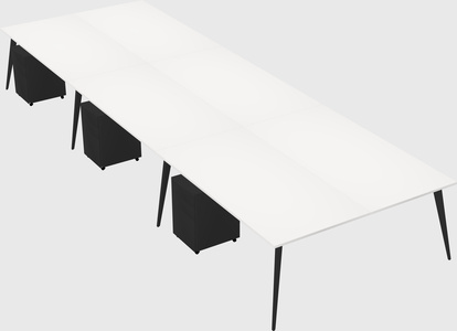 Shared rectangular office desk system