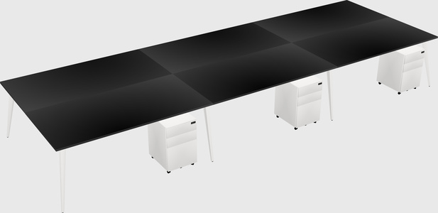 Shared rectangular office desk system