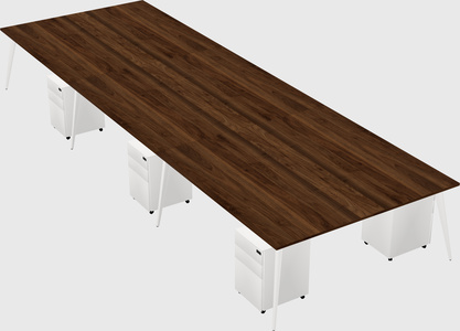 Shared rectangular office desk system
