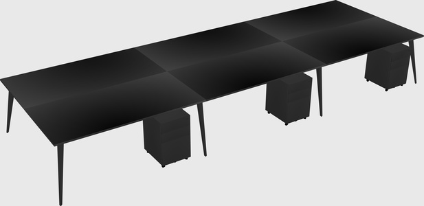 Shared rectangular office desk system