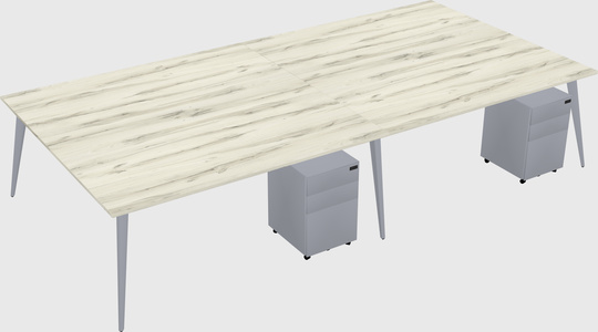 Shared rectangular office desk system