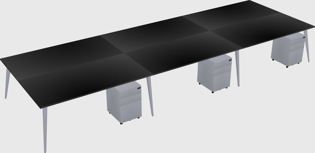 Shared rectangular office desk system