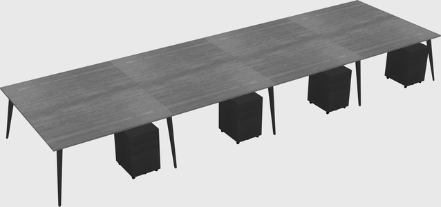 Shared rectangular office desk system