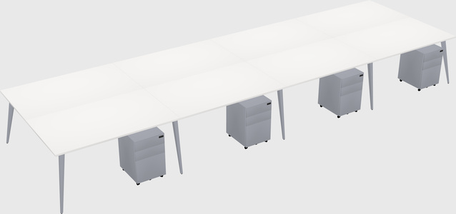 Shared rectangular office desk system