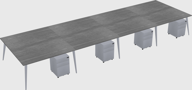 Shared rectangular office desk system