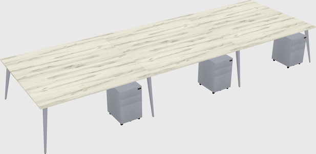 Shared rectangular office desk system