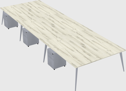 Shared rectangular office desk system