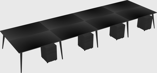 Shared rectangular office desk system