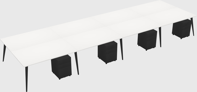 Shared rectangular office desk system