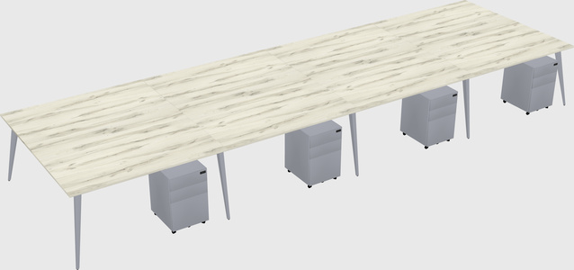 Shared rectangular office desk system