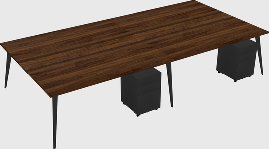 Shared rectangular office desk system