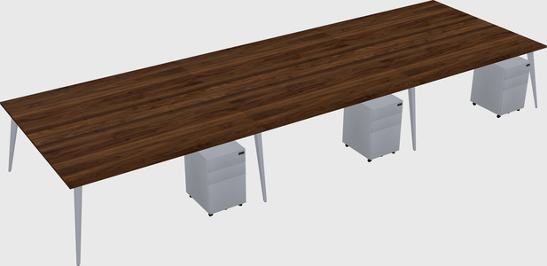 Shared rectangular office desk system