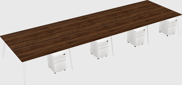 Shared rectangular office desk system