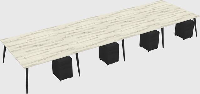 Shared rectangular office desk system