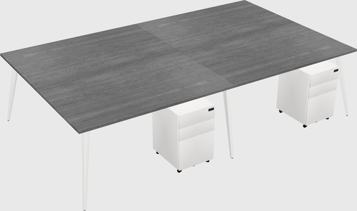 Shared rectangular office desk system