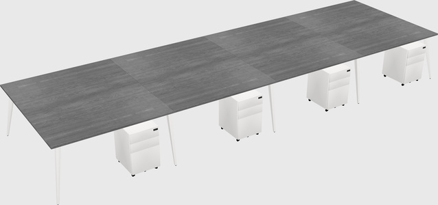 Shared rectangular office desk system