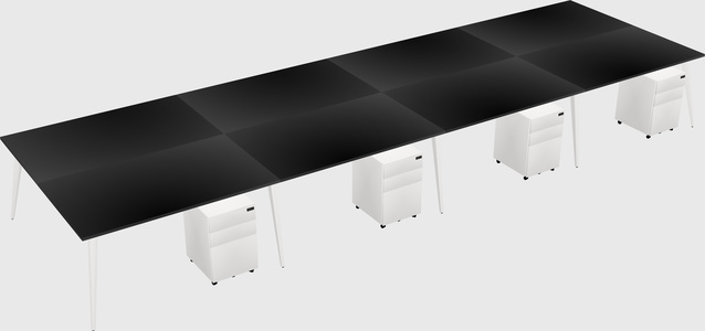 Shared rectangular office desk system