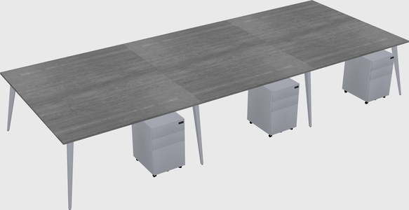 Shared rectangular office desk system
