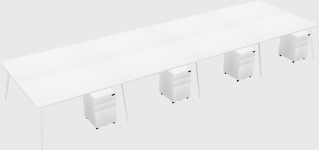 Shared rectangular office desk system
