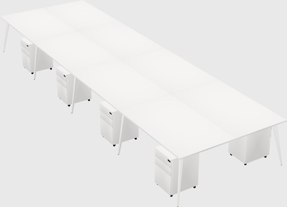 Shared rectangular office desk system