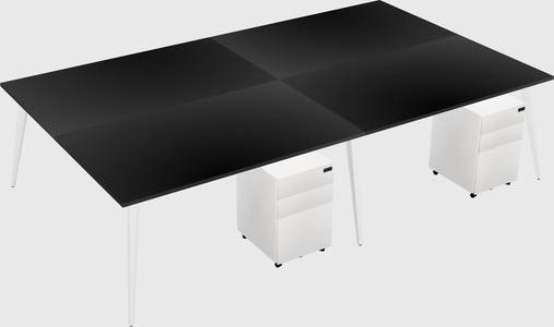Shared rectangular office desk system
