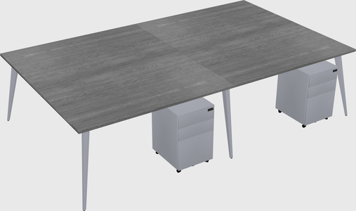 Shared rectangular office desk system