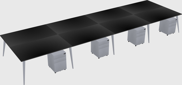 Shared rectangular office desk system