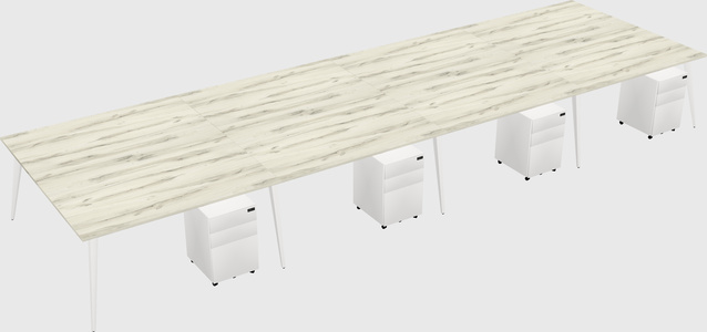 Shared rectangular office desk system