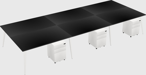 Shared rectangular office desk system