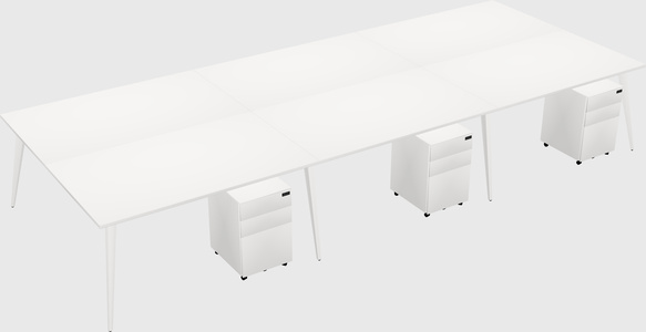 Shared rectangular office desk system