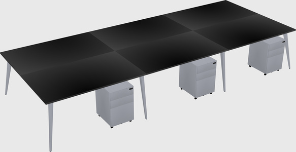 Shared rectangular office desk system