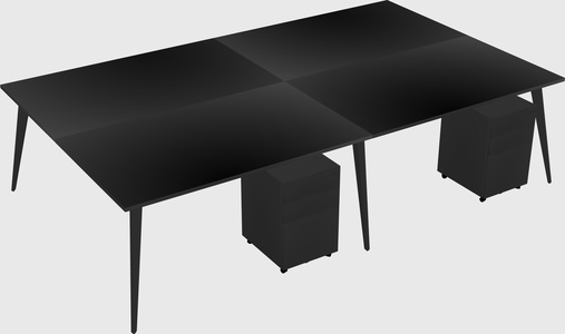 Shared rectangular office desk system