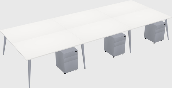 Shared rectangular office desk system