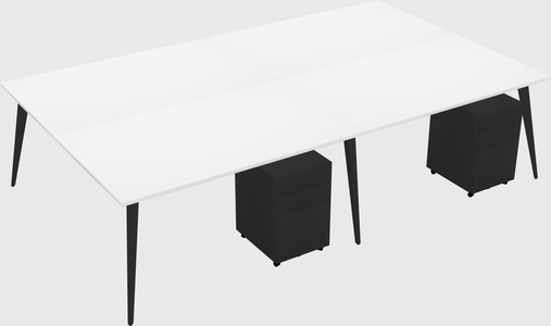 Shared rectangular office desk system