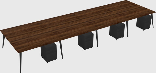 Shared rectangular office desk system