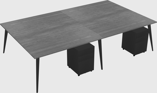 Shared rectangular office desk system
