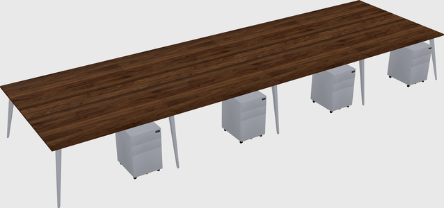 Shared rectangular office desk system