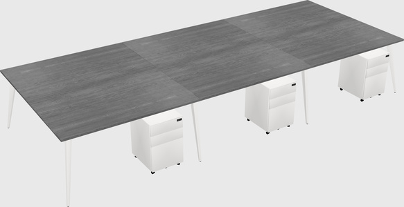Shared rectangular office desk system