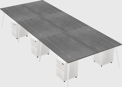 Shared rectangular office desk system