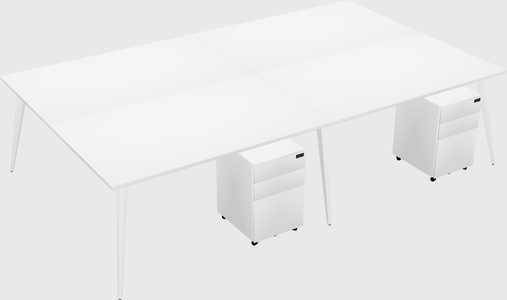 Shared rectangular office desk system