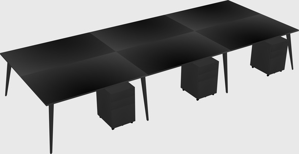 Shared rectangular office desk system