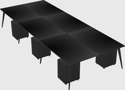 Shared rectangular office desk system