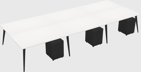 Shared rectangular office desk system
