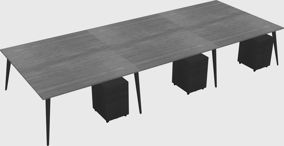 Shared rectangular office desk system