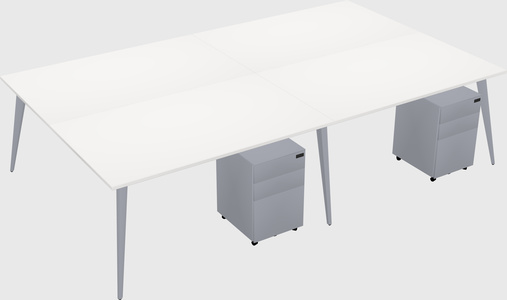 Shared rectangular office desk system