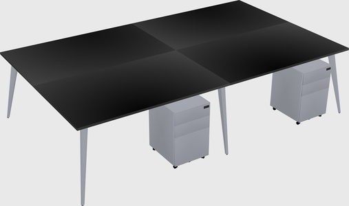 Shared rectangular office desk system